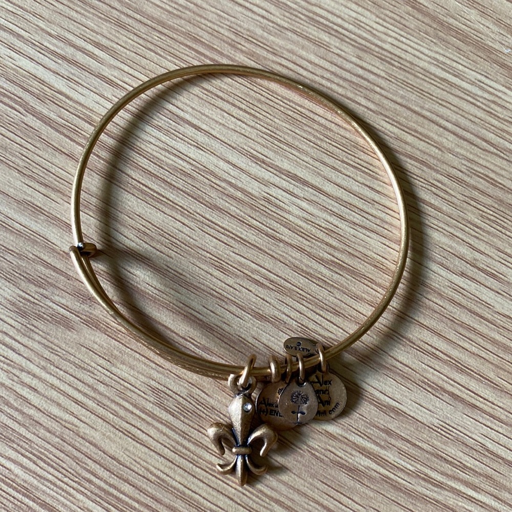 Alex and Ani Fleur de Lis Gold Bangle Bracelet